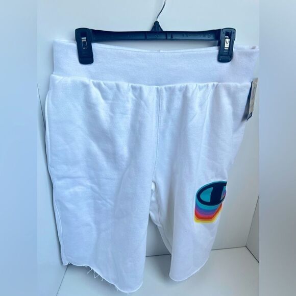 New CHAMPION White Reverse Weave Color Shadow Cut Off Shorts Large - Picture 9 of 11